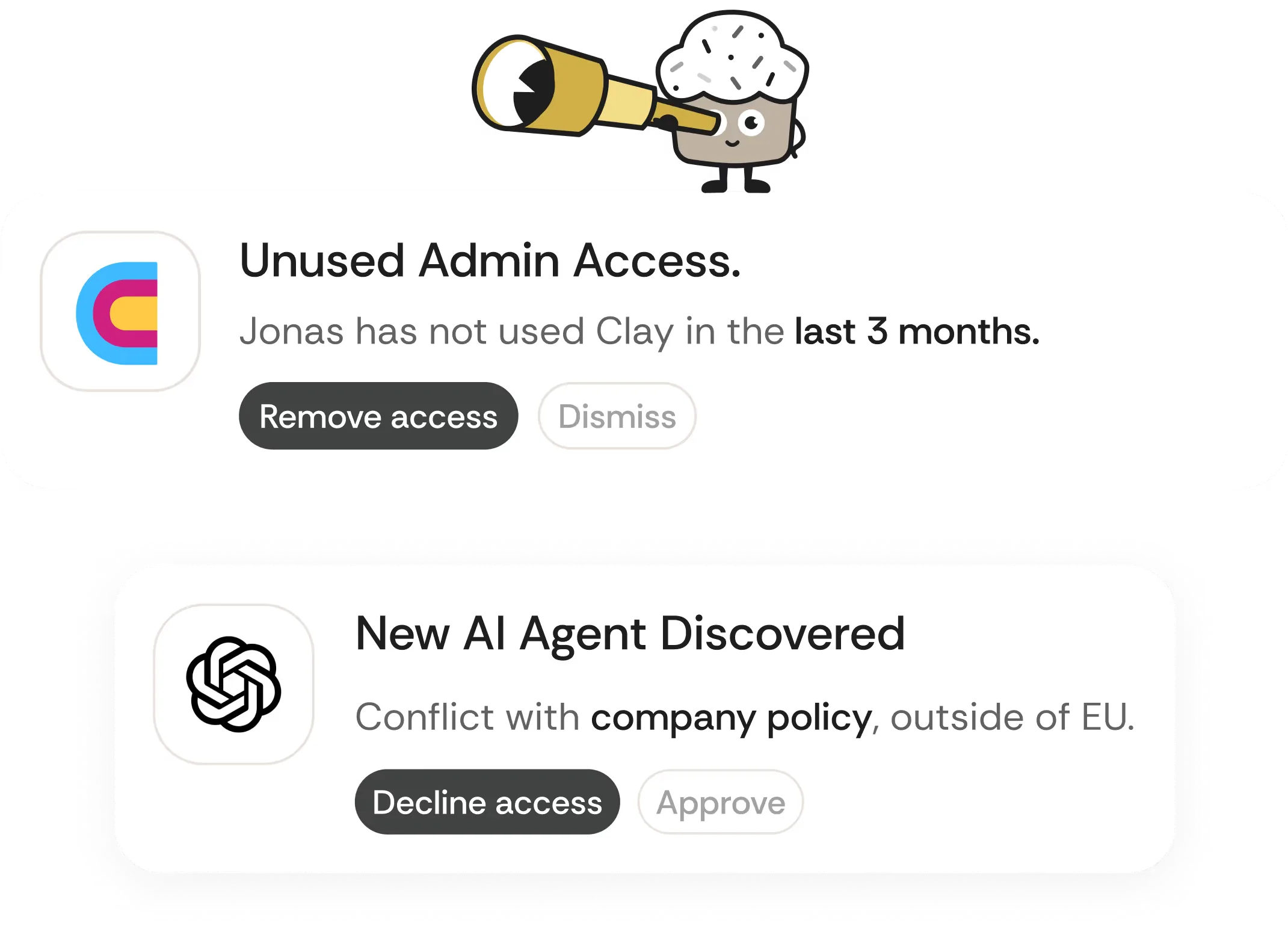 Cakewalk app discovery dashboard showing all apps and AI agents used across the organization