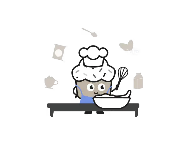 Baking character illustration representing enjoyment
